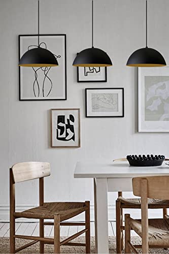 Suspension Vintage Métal 26cm Noir Intérieur Doré bamyum
