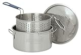 Bayou Classic 1150, 14-Qt. Stainless Deep Fryer, Perforated Basket with Cool Touch Handle,Silver