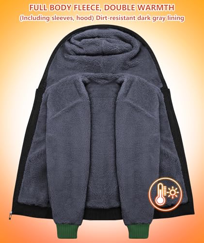 Image of GEEK LIGHTING Men's Fleece-Lined Zip Up Hoodie, Thick Hooded Jacket Winter Warm Athletic Sweatshirt