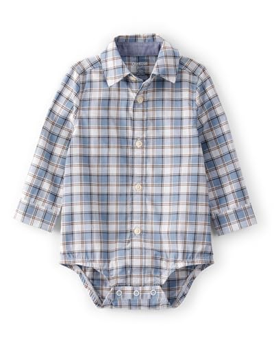 Oshkosh Boys Buttonfront Bodysuit, Blue Plaid, 24M