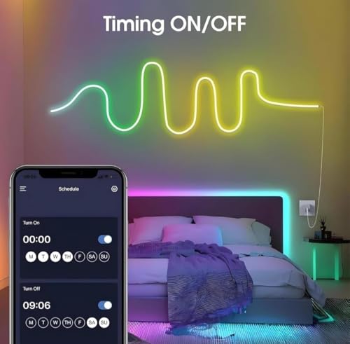 Image of Volt Vision 5 Meters LED Neon RGB Strip Light, Smart App Control, Remote Control, Multi-Colour Magic Lighting with USB, 6 Mounting Clips Music Modes, Custom Colors, Timing, Light Follow Sounds