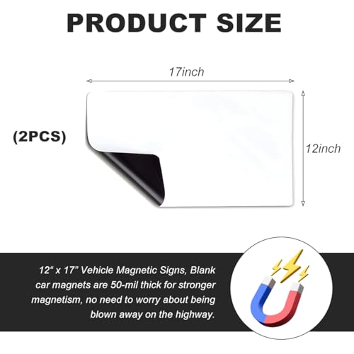 Image of Wevdn 2 PCS 17''x12'' Blank Magnets, Rounded Corners Flexible Car Door Magnets Signs, Blank Magnet for Vehicle to Advertise Business & Prevent Scratches Dents, Car Accessories