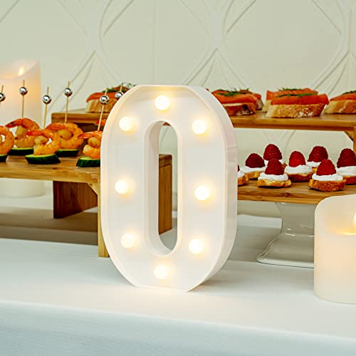 Image of Restaurantware Illumify 5.8 x 1.2 x 8.7 Inch Light Up Letter 1 Durable Marquee LED Light - Letter O Touchproof White Plastic Party Light Keyhole Slot For Parties Weddings Or Special Events