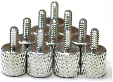 10 x Silver Anodized Aluminum Computer Case Thumbscrews (6-32 Thread) for Cover / Power Supply / PCI Slots / Hard Drives