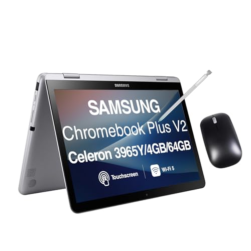 Image of Samsung Chromebook Plus V2 Business 2-in-1 Laptop 12.2 inch Touchscreen WUXGA Display (Intel Celeron 3965Y, 4GB LPDDR3, 64GB SSD, Active Pen, WiFi 5, Webcam, Bluetooth 4.0, Chrome OS)