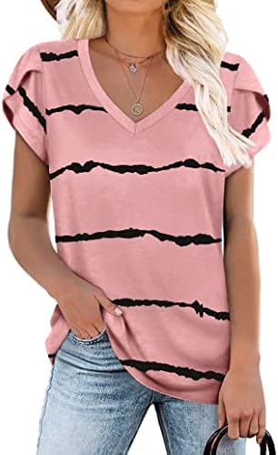 CATHY 2023 Womens Summer Tunics Short Sleeve Casual T-Shirts V Neck Loose Comfy Tops Tee Lightweight Cute Blouse