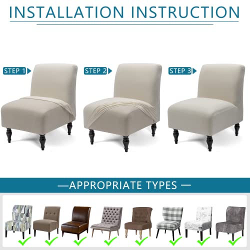 Liykimt Armless Accent Chair Cover Slipcover,Slipper Chair Stretch Spandex Removable For Armless Chair Furniture Protector For Living Dining Room Hotel (Beige, 1) #TOP5