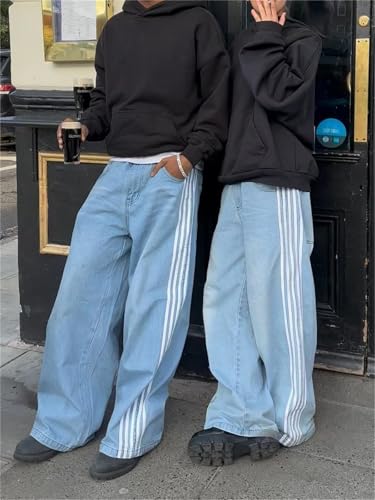 Alyweatry Baggy Neutral Jeans for Men Low Rise Wide Leg Vintage Oversized Denim Track Pants3