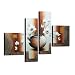 Wieco Art 4-Piece Elegant Flowers Stretched and Framed Hand-Painted Modern Canvas Wall Art