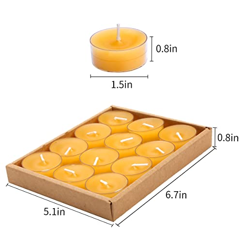 Ljqizn 24Pcs Natural Beeswax Tealight Candles Handmade Decorative Unscented Pure Beeswax Tea Lights（ Perfect For Birthday Party ,Wedding, Spa, Home Decor) #TOP6