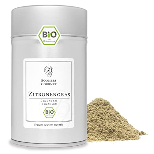 Boomers Gourmet - BIO Zitronengras gemahlen I Lemongras getrocknet ideal für asiatische und thailändische Gerichte - Gewürzdose 11,5 cm - 70 g