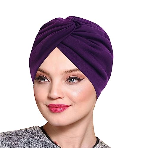Generisch Gorra de papá de imitación de seda de doble capa para dormir, diadema retorcida, sombrero de belleza, maquillaje, sombrero de casa para mujeres, gorra azul (púrpura, talla única)