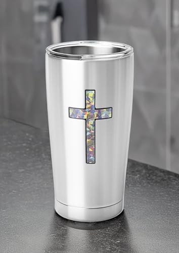 Image of Elektroplate Christian Cross Reflective Decal (3.25 inch x 2.1 inch) Premium Automotive-Grade All Weather Sticker for Car, Water Bottle, Laptop, Phone & More | Made in the USA