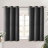 BGment Blackout Curtains for Bedroom - Grommet Thermal Insulated Room Darkening Curtains for Living Room, Set of 2 Panels (38 x 45 Inch, Dark Grey)