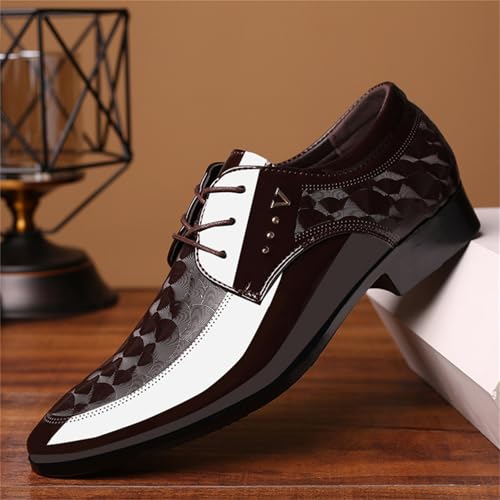 Image of Men's Vintage Elegant Patent Leather Dress Shoes Lace-up Formal Business Oxfords Wedding Prom