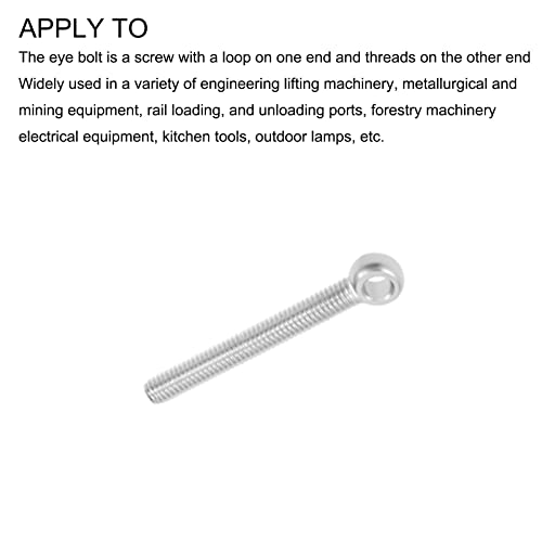 Image of METALLIXITY Shoulder Swing Lifting Bolt (M6x50mm) 10Pcs, 304 Stainless Steel Eye Bolts - for Home Renovation, Pipeline Gate Valves Fasteners, Silver