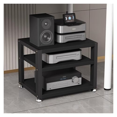 Soporte de altavoz de alta fidelidad compacto de 3 niveles, gabinete multimedia estéreo para cine en casa, estante giratorio de TV, amplificador de TV, consola de juegos, elegante solución de