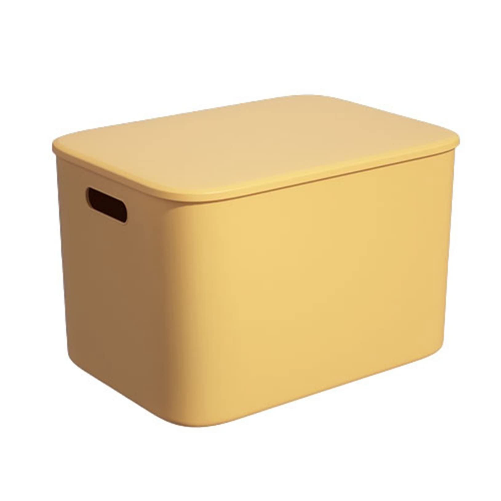 Amazon｜収納ボックス プラスチック 黄色 36×24×25.3cm ふた付き 収納