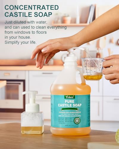 Image of Yoken Pure Castile Liquid Soap 64 Oz Unscent Body Hand Wash Dish with Pump