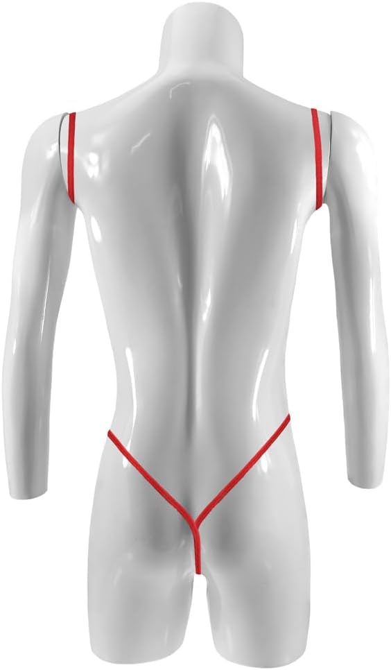 Men's One Piece High Cut Mesh Sheer Bodysuit Thong Leotard Jumpsuit Pajamas Underwear One Size fits XS-L