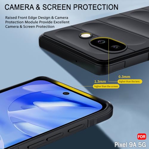 Image of TheGiftKart Liquid Silicon Back Cover Case for Google Pixel 9A | Shockproof Military Grade Protection | Micro-Fibre Cloth On Inner Side | Built-in Anti-Slip Grip Case Cover for Pixel 9A (TPU, Black)
