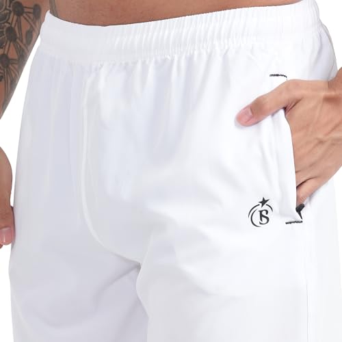 Image of BLUE STAR SHARK Athletic Sports Shorts for Men with Zip Pockets and Elastic Waistband Quick Dry Lightweight Activewear Combo - Pack of 2