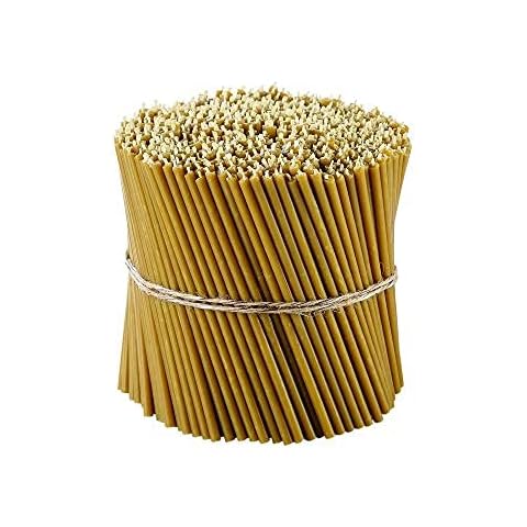 Danilovo 100% Pure Beeswax Taper Candles (Yellow) - Orthodox Church Candle Tapers for Prayer, Ritual, Christmas - No Soot, Dripless, Tall, Bendable, N100, Height 16,5 cm, Ø 5,7 mm (350 pcs - 1400 g) Cover