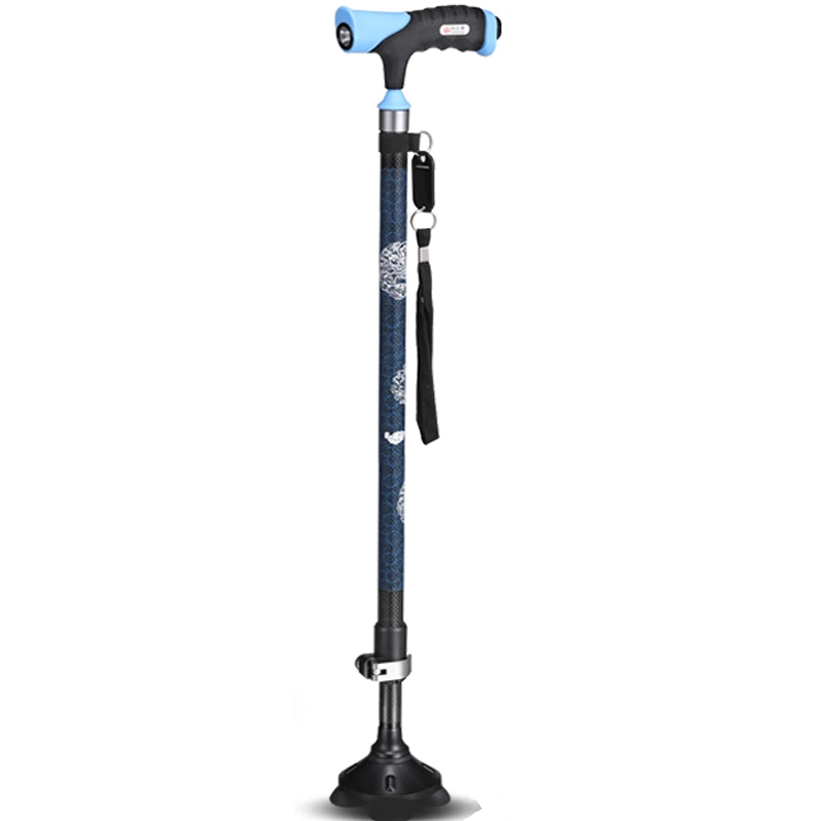 Bastón de Paseo Bastones para Mayores Bastón para caminar con luz LED, mango ergonómico correa para la muñeca, bastón antideslizante, bastones ajustables de altura flexible, para hombres, mujeres, per