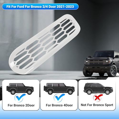 Image of Front Grill Mesh Grille Inserts Cover Frame, Front Bumper Inserts Grill Guard Clip-on Decoration Accessories for Ford Bronco Offroad 2 /4 Door 2021 2022 2023 2024 2025 (White)