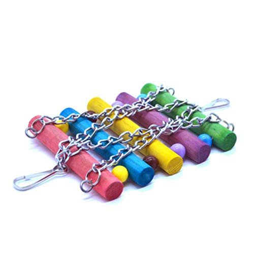 Hemobllo 2pcs Colorful Wooden Swing Stand for Parrots Parrot Stand Toy Beads and Bell for Chewing and Playtime for Cockatiels Parakeets Small Birds - Image 9