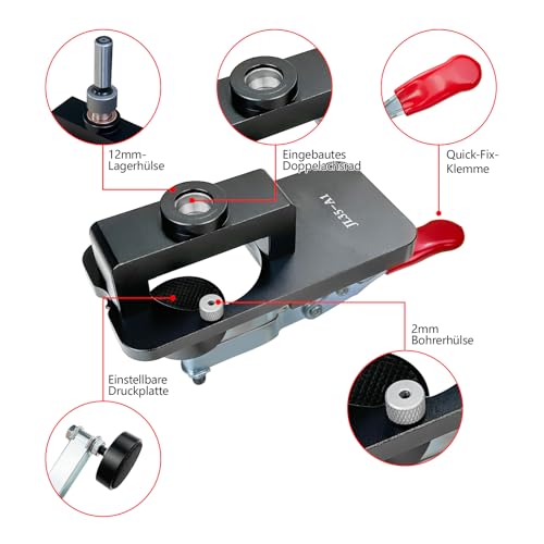 BaoNeedy 35 mm Scharnier Bohrschablone, Verdeckte Tür Scharnier Jig, Aluminiumlegierung Bohrschablone für Scharniere an Schranktüren, Präziser Verriegelung Für Holzmöbeln