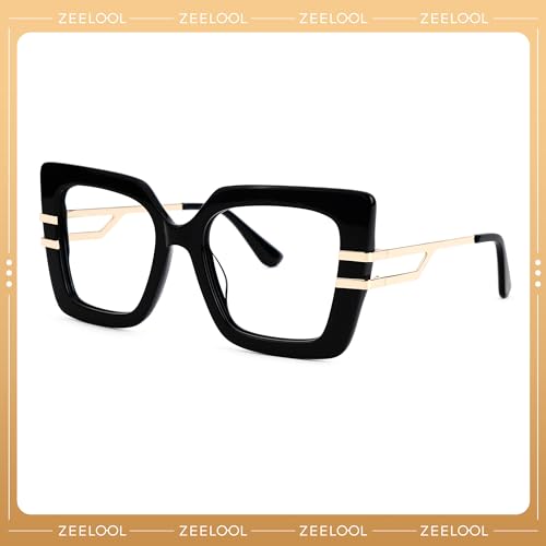 Image of Zeelool Oversized Square Eyeglasses for Women with Non-prescription Clear Lens ZJGX444789-02 Black