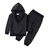 Monvecle Little to Big Boys' Fleece Long Sleeve Full Zip Hoodie Tracksuit Top + Sweatpant Jogger 2pc