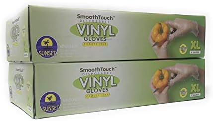 200 Disposable Viny Gloves, Non-Sterile, Poweder Free, Smooth Touch, Food Service Grade, X Large Size [2x100 Pack]