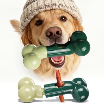 Apasiri Bully Stick Holder for Aggressive Chewers: Indestructible Dog Toy Prevents Choking No More Swallowed Ends, Bacon Flavored Nylon Tough Chew Toy to Keep Them Busy Medium/Large Dogs, Green