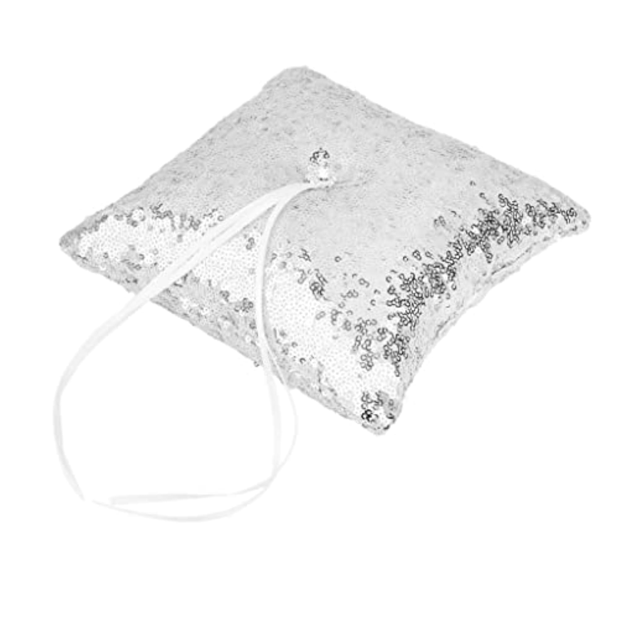 20cm Square Wedding Ring Bearer's Pillow with Sequins