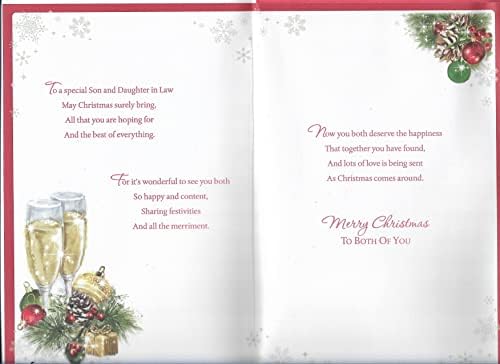 Simon Elvin Christmas Card For Son and Daughter In Law 23 x 15 Cm (9 x 6 inches) To A Wonderful Son & Daughter in Law at Christmas Time Drinks Theme, Multicolour