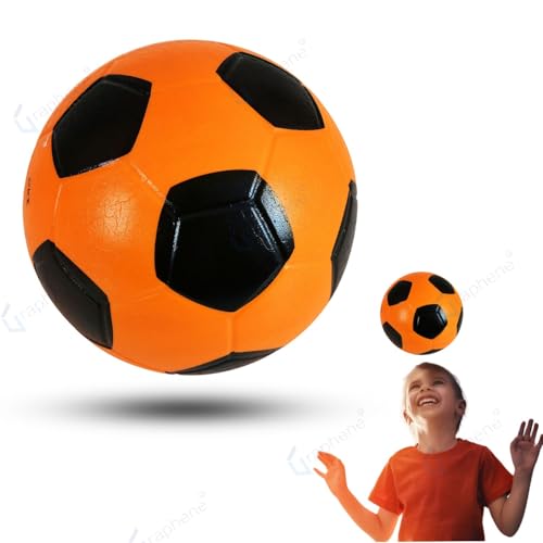 Image of GRAPHENE 8 Inch Football for Kids Toddlers Bouncy Rubber Soccer Ball for Boy Girl 3+ Year No Air Needed Playground Soft Jumping Bouncing Ball for Sports Indoor Outdoor Games Pack of 1
