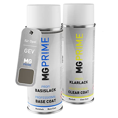 MG PRIME Autolack Sprühdosen Set für Opel GEV / 179 Silver Lake Metallic/Perl Silber Metallic Basislack Klarlack Spraydose 400ml