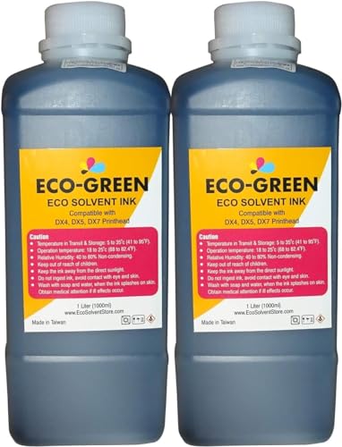 Generic Eco solvent Ink for Wide format Commercial Sign printers using DX4 DX5 DX7 DX9 DX10 DX 11 XP600 TX800 I3200 Printhead, Mimaki, Roland, Mutoh, WILL NOT WORK with Desktop printers. (2 BLACK)