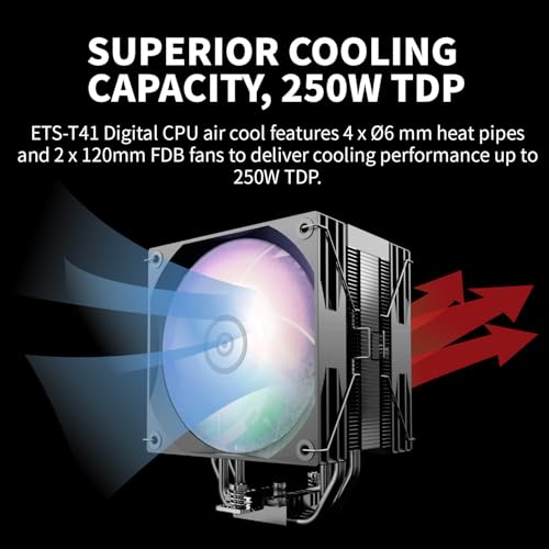 Enermax ETS-T41D-ARGB - Radiatore Con Indicatore Di Stato Digitale, 2 X 120 Mm, Argb Pwm-Fan Forward-Reverse Blade, Cuscinetti Fdb, 4 X 6 Mm, Verniciati Hp|Tdp 220W+|Incl. Dow Corning TC-5888 |Intel - 5