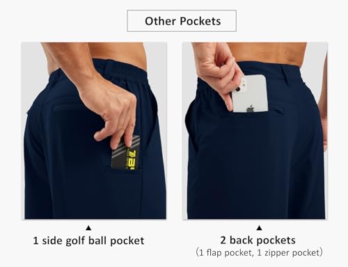 Image of TBMPOY Men's Golf Shorts Lightweight 5 Pockets Casual Dress Stretch Elastic Waist Quick Dry Flat Front Travel Shorts