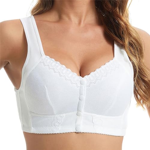 Syeelopri Front Closure Breathable Bra for Seniors (White,38)
