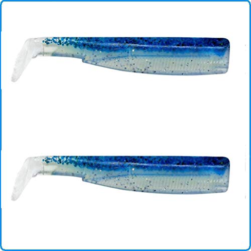 Fiiish Lures - Black Minnow Cuerpos BM200 - Señuelo Blando de Vinilo para Pesca Spinning de Bass Lubina y otras especies - 2 cuerpos de 16cm Nº6 (Blue Lagoon)