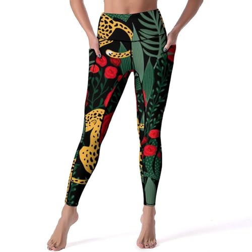 Leggings pour fitness sans glisser pantalon de sport rose léopard taille haute S