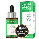 RETINOL SERUM FOR FACE – Retinol Skincare with Hyaluronic Acid & Vitamin E – Anti Aging Face Serum for Women & Men – Retinal Pore Minimizer Hyperpigmentation Treatment & Collagen Booster by DERMAWORKS