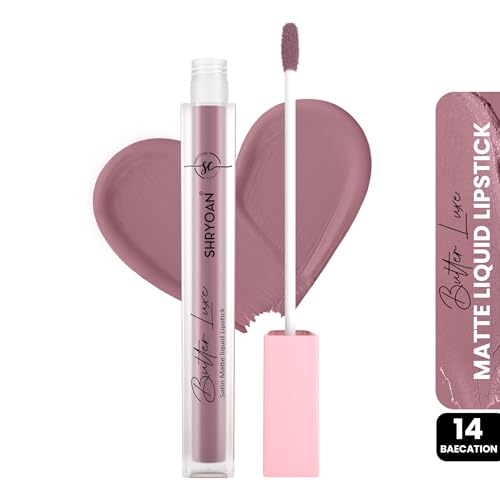 Image of Shryoan Butter Luxe Satin Matte Liquid Lipstick | Ultra Pigmented, Long-Lasting, Non-Transfer Formula, Smooth Lip Color, Weightless Finish, Silky Matte Finish (6ml) (Shade 14)