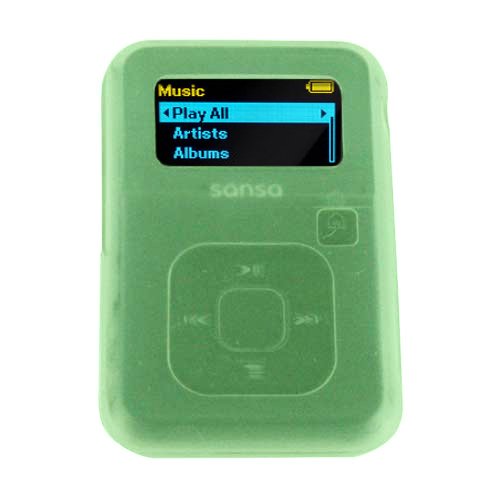 SanDisk Sansa Clip Plus Silicone Gel Skin Case Cover (GREEN)