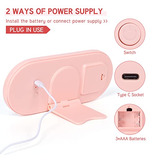 Mlogiroa Makeup Organizer Box With Mirror Portable Makeup Case Cosmetic Storage Box With 3 Colors Dimmable Lighted Mirror Pink Multi-Purpose With Handle For Bedroom Camping Business Travel #TOP4