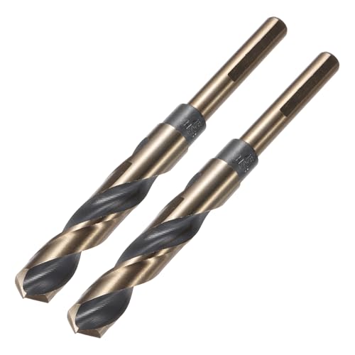 uxcell 2pcs Reduced Shank Twist Drill Bits 15.5mm Black Nitride &amp; Gold Titanium Coated High Speed Steel 4341 with 10mm Shank for Stainless Steel Alloy Metal Plastic Wood